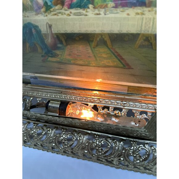 VTG Mid-Century Modern Last Supper Art Print Ornate Metal Frame Religious Decor - Picture 8 of 10